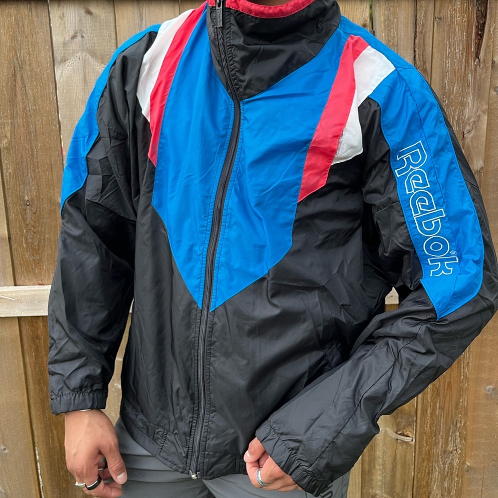 Blue and Pink Retro Vintage 90s Reebok Windbreaker
